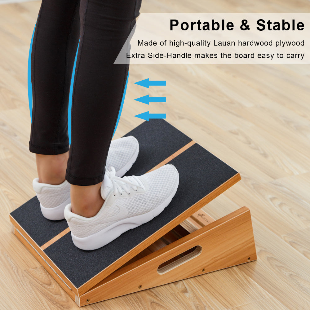 StrongTek Professional Wooden Slant Board, Adjustable Incline Board and Calf Stretcher | Extra Handle - StrongTek