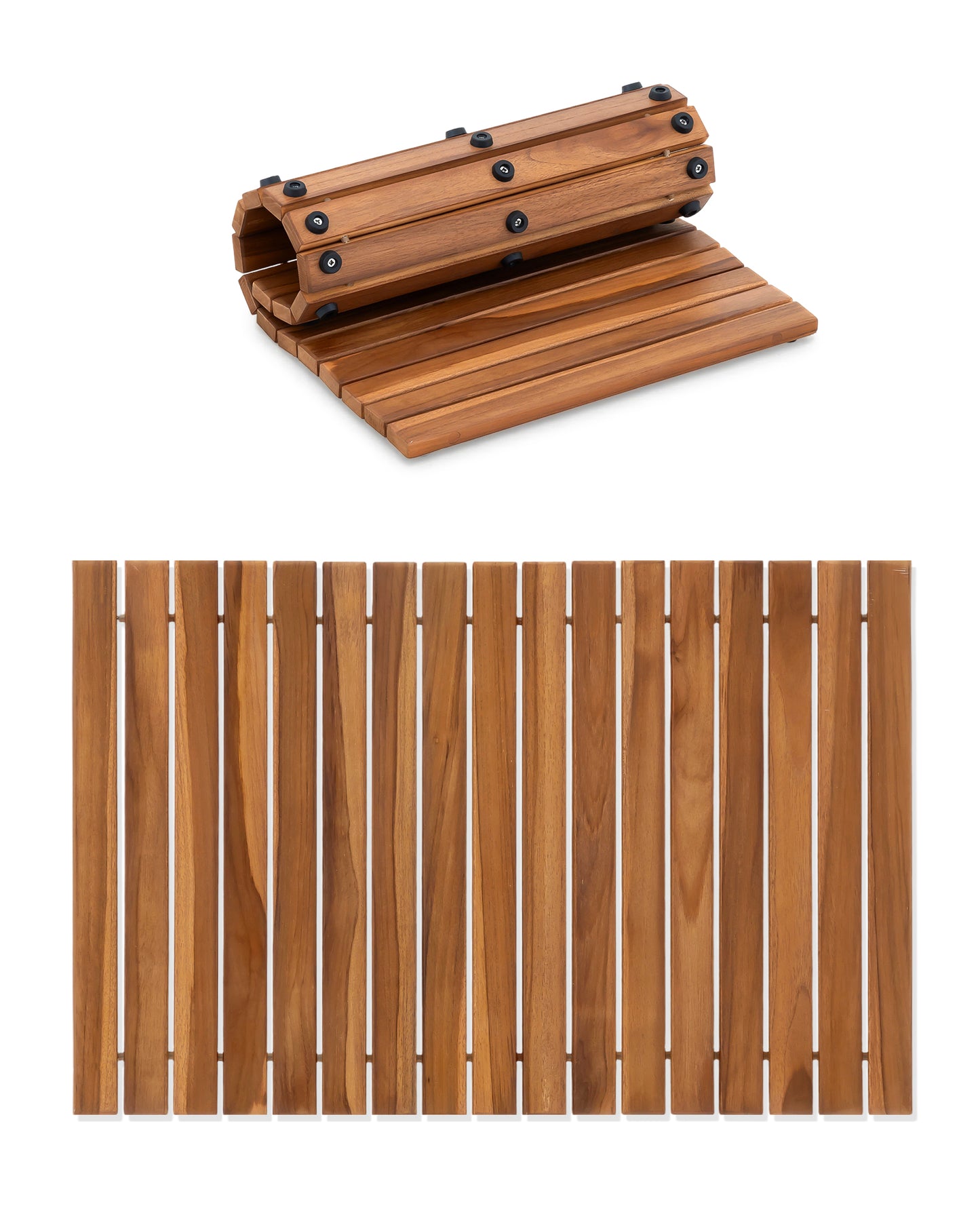 Teak Roll Up Bath Mat