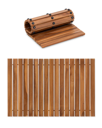 Teak Roll Up Bath Mat