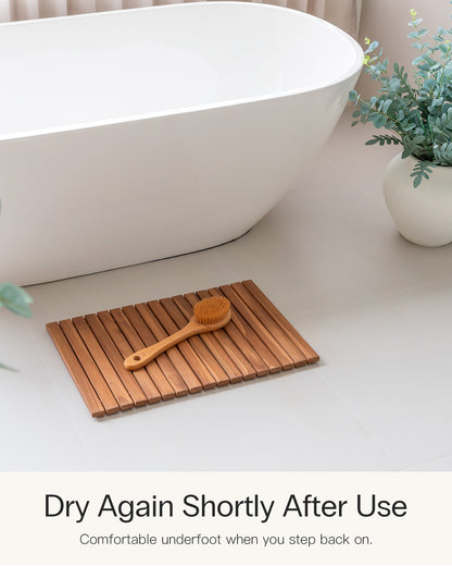 Teak Roll Up Bath Mat