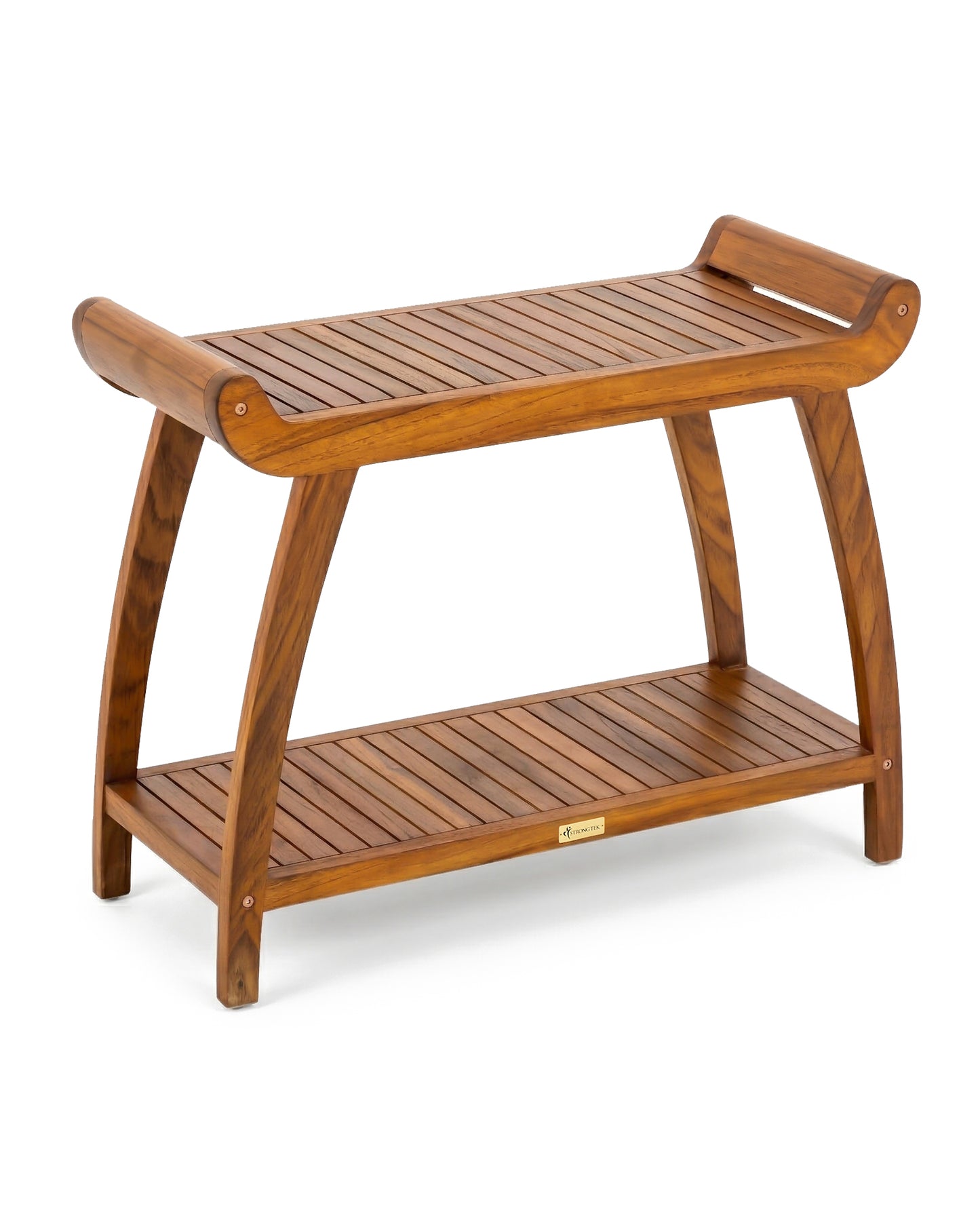 Long Teak Shower Bench with Handles