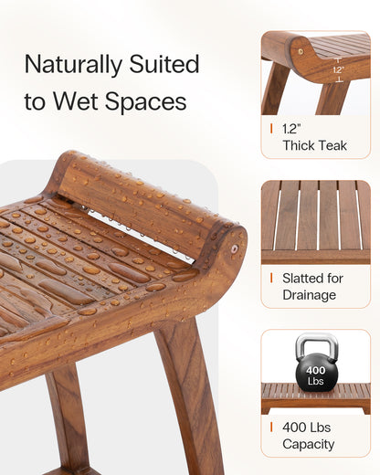 Long Teak Shower Bench with Handles