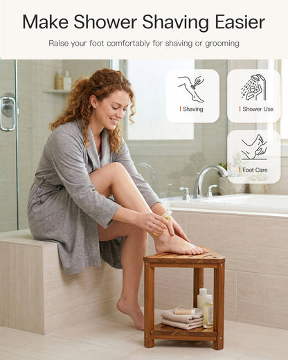 Teak Corner Shower Stool