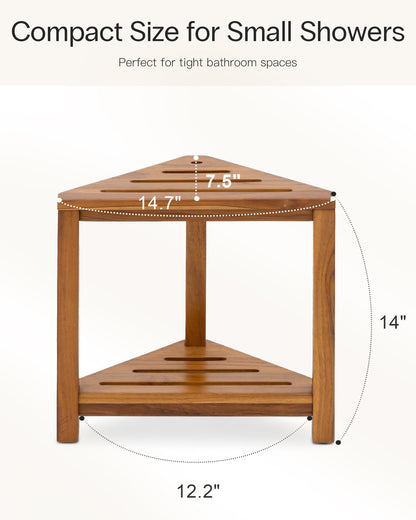 Teak Corner Shower Stool