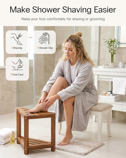 Teak Corner Shower Stool
