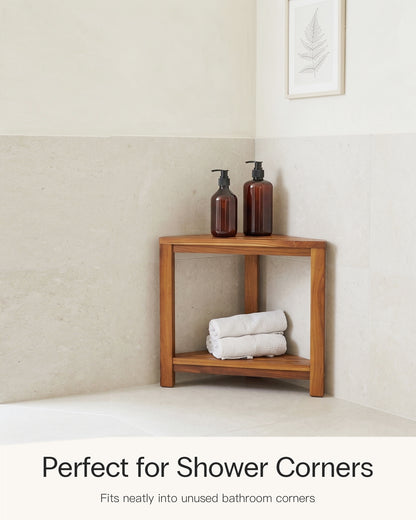 Teak Corner Shower Stool