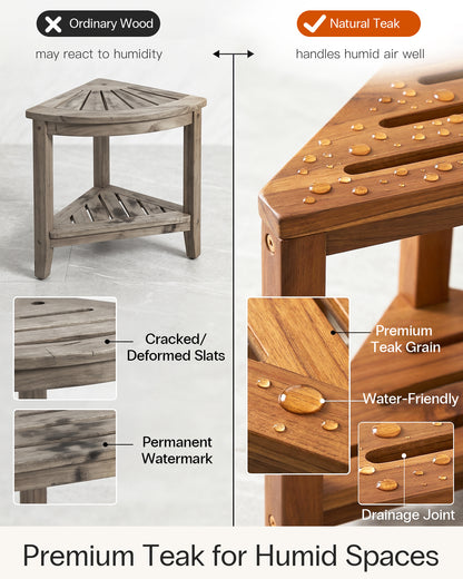 Teak Corner Shower Stool