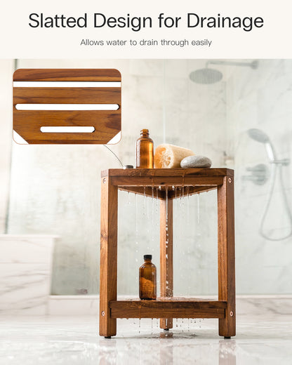 Teak Corner Shower Stool