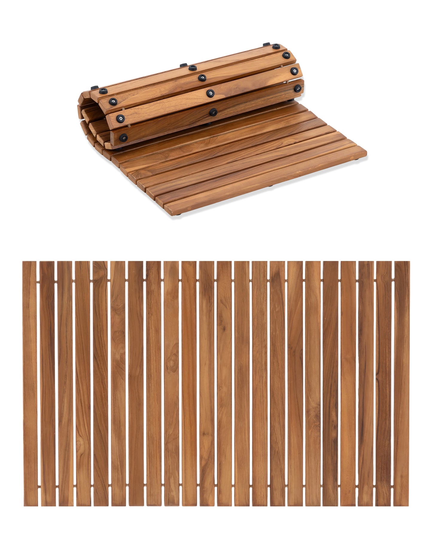Teak Roll Up Bath Mat