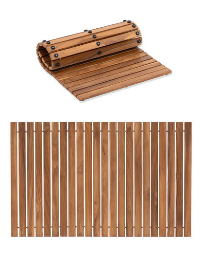 Teak Roll Up Bath Mat