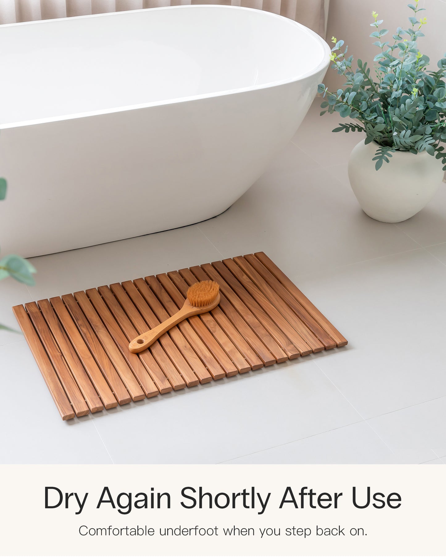 Teak Roll Up Bath Mat