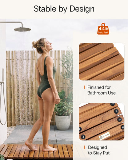 Teak Roll Up Bath Mat