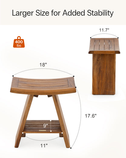 Teak Shower Stool with Shelf