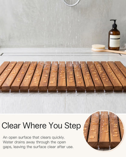 Teak Roll Up Bath Mat