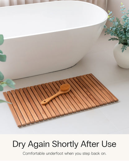 Teak Roll Up Bath Mat