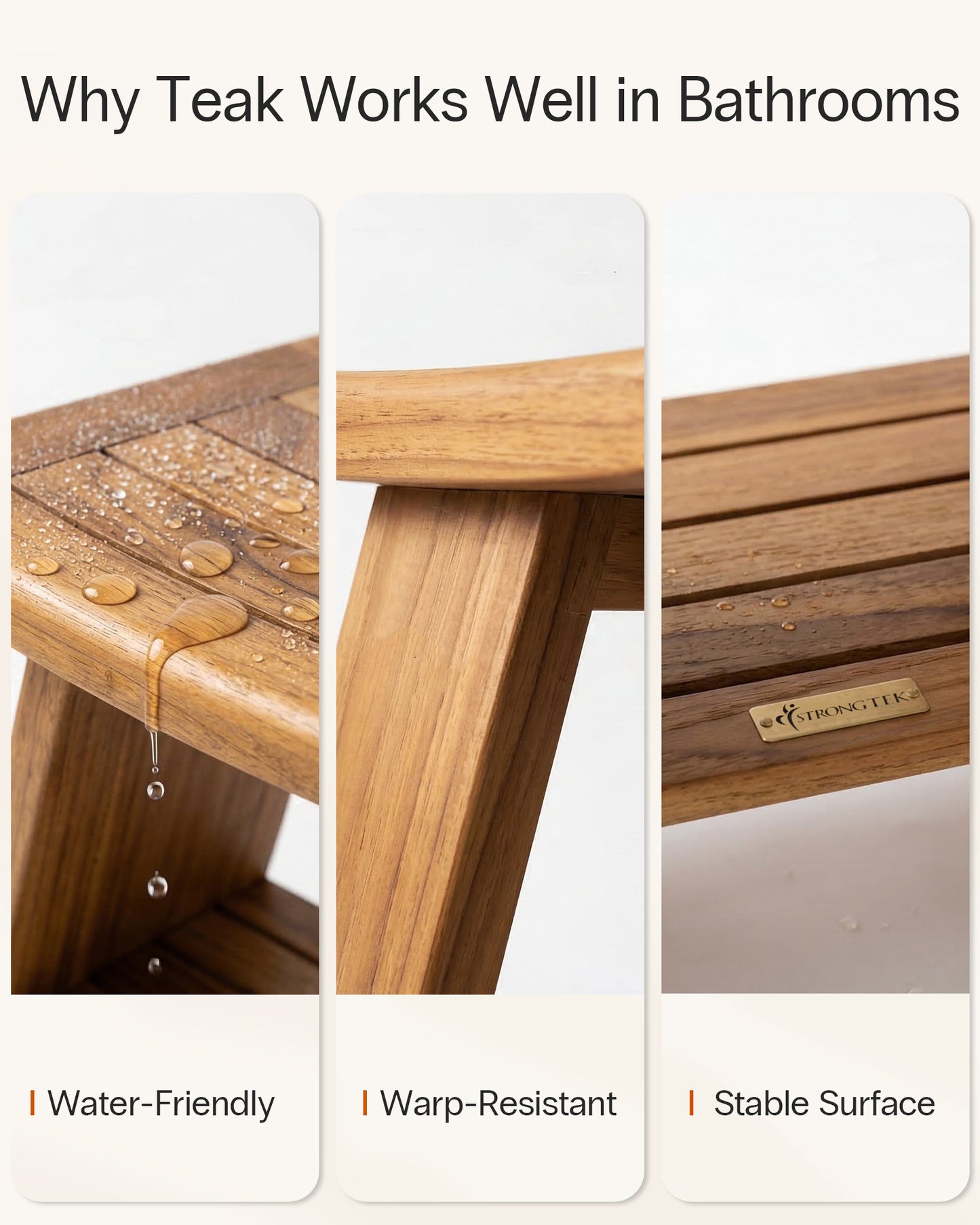 Teak Shower Stool with Shelf