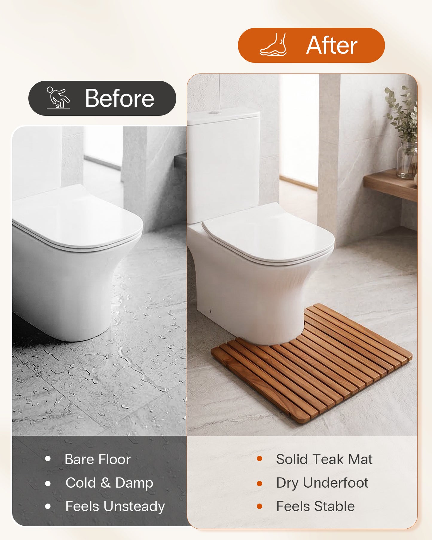 Teak Wood Toilet Mat