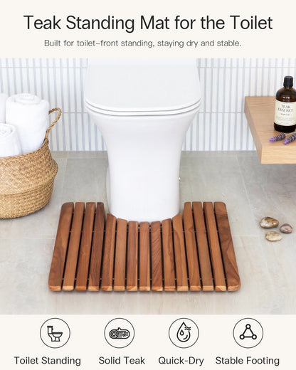 Teak Wood Toilet Mat
