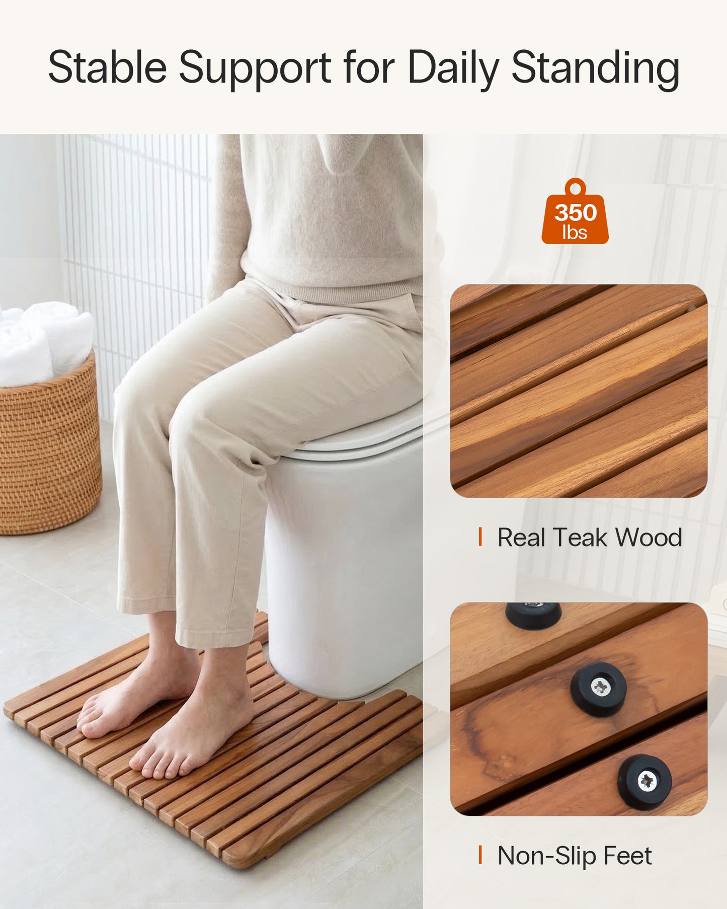Teak Wood Toilet Mat
