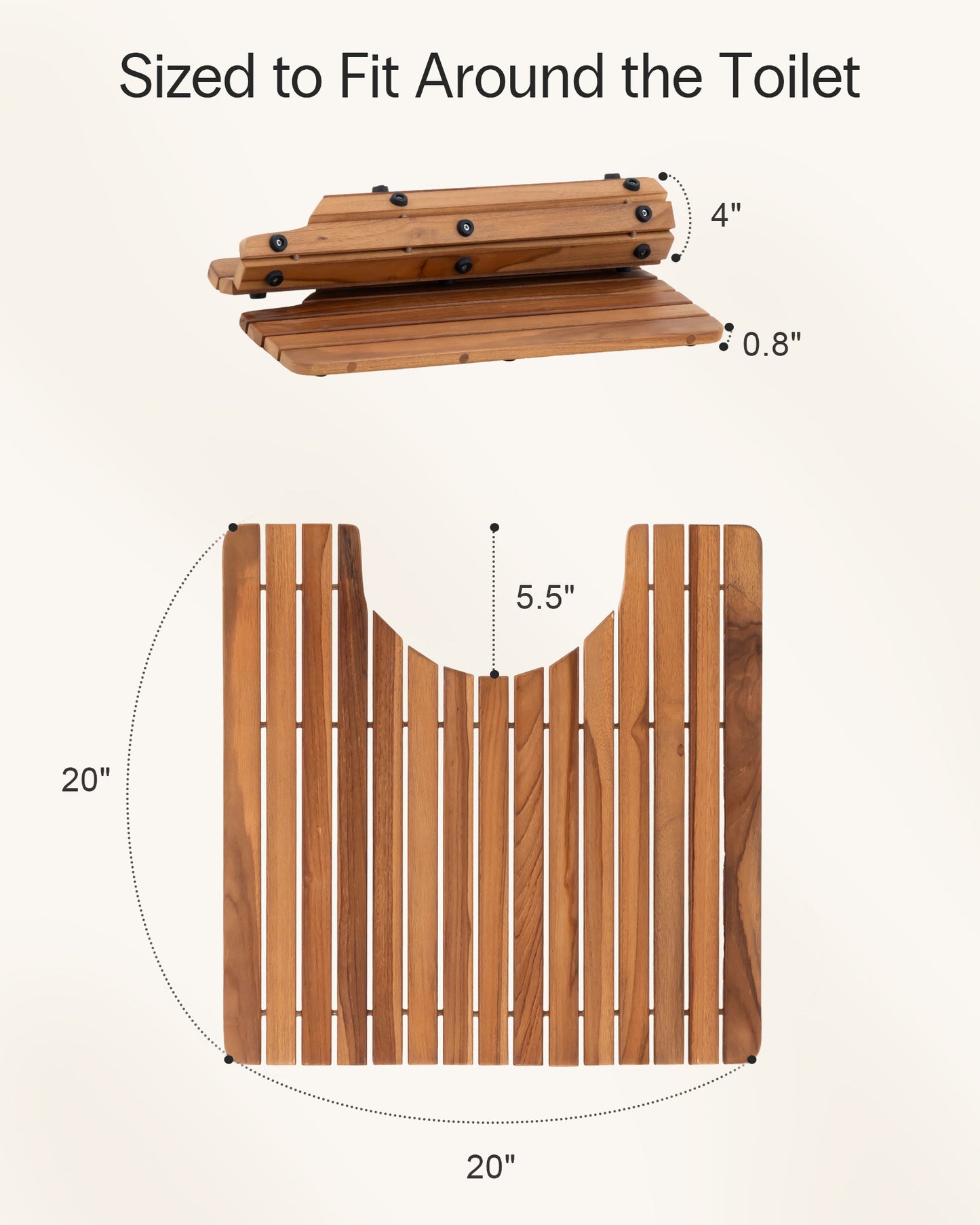Teak Wood Toilet Mat