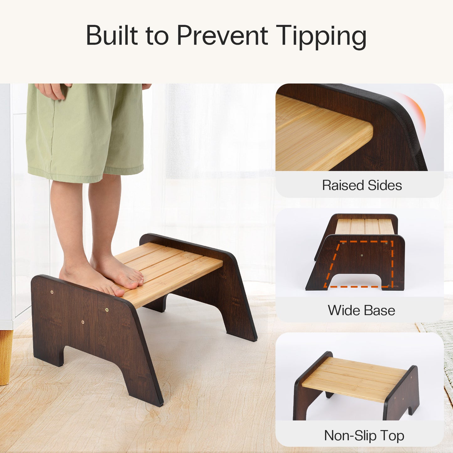 Dual-Color Bamboo Stool