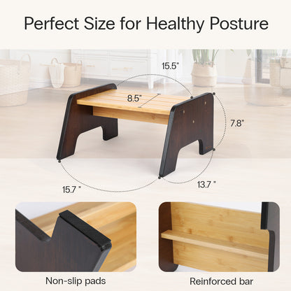 Dual-Color Bamboo Stool