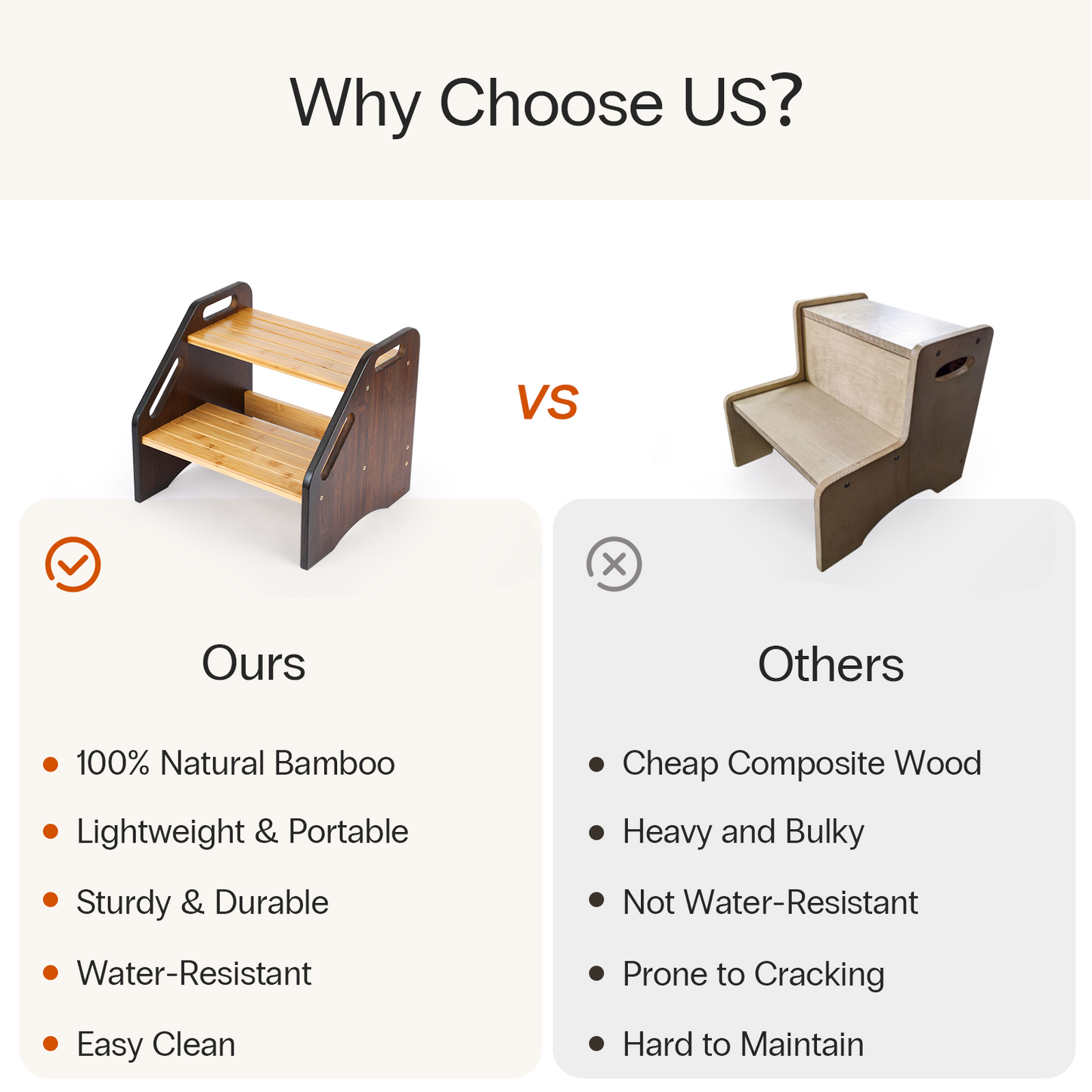 Dual-Color Bamboo Stool