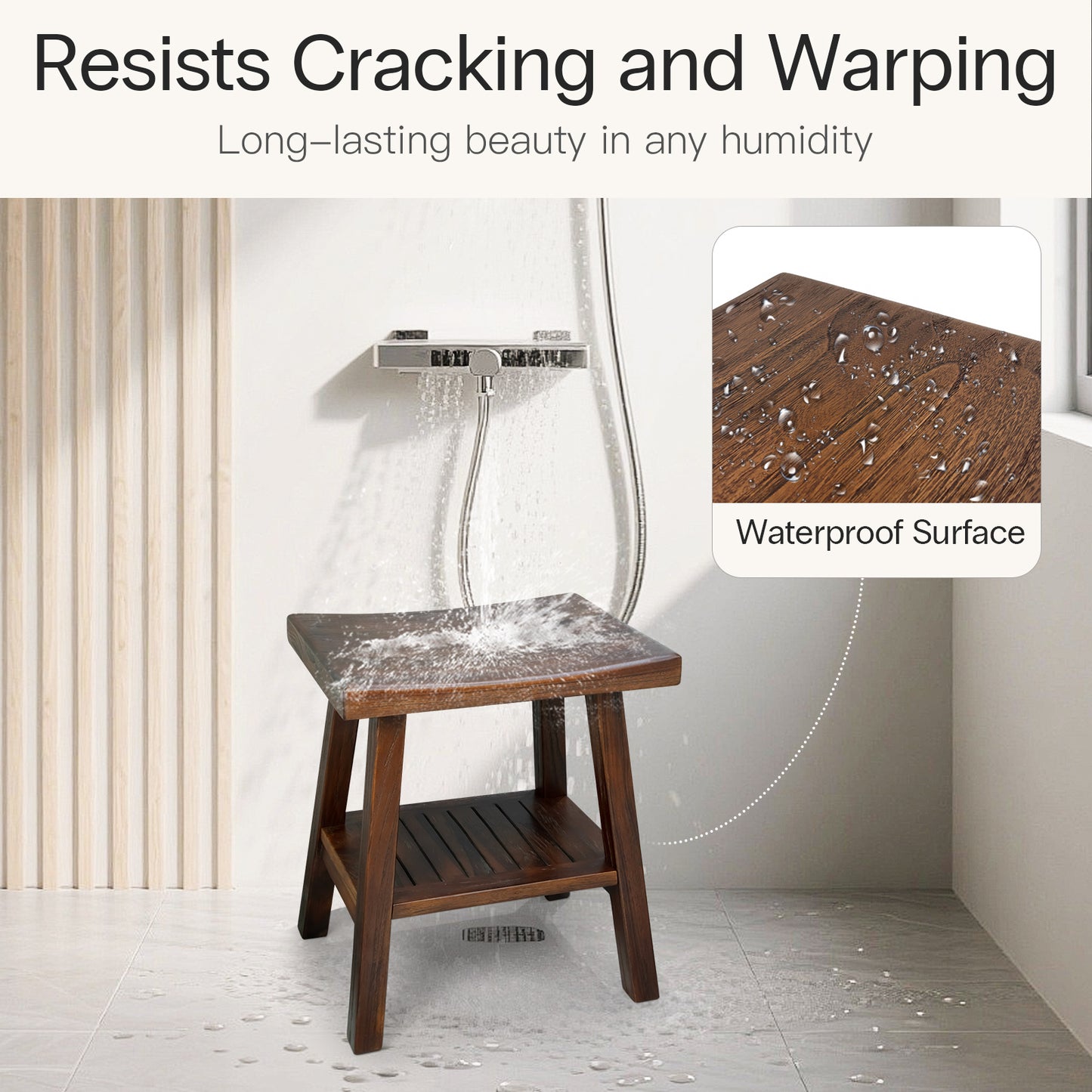 Teak Shower Stool with Storage