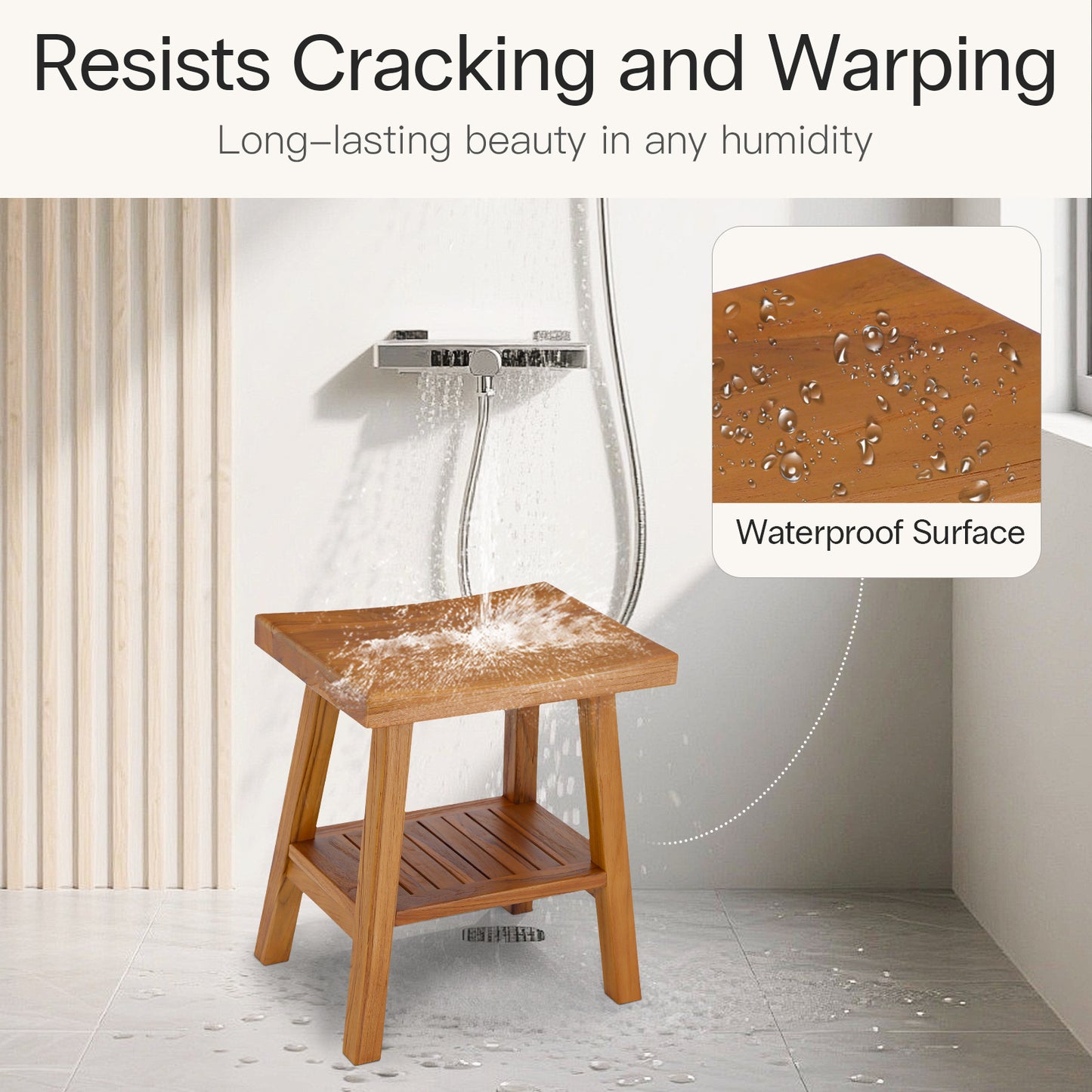 Teak Shower Stool with Storage