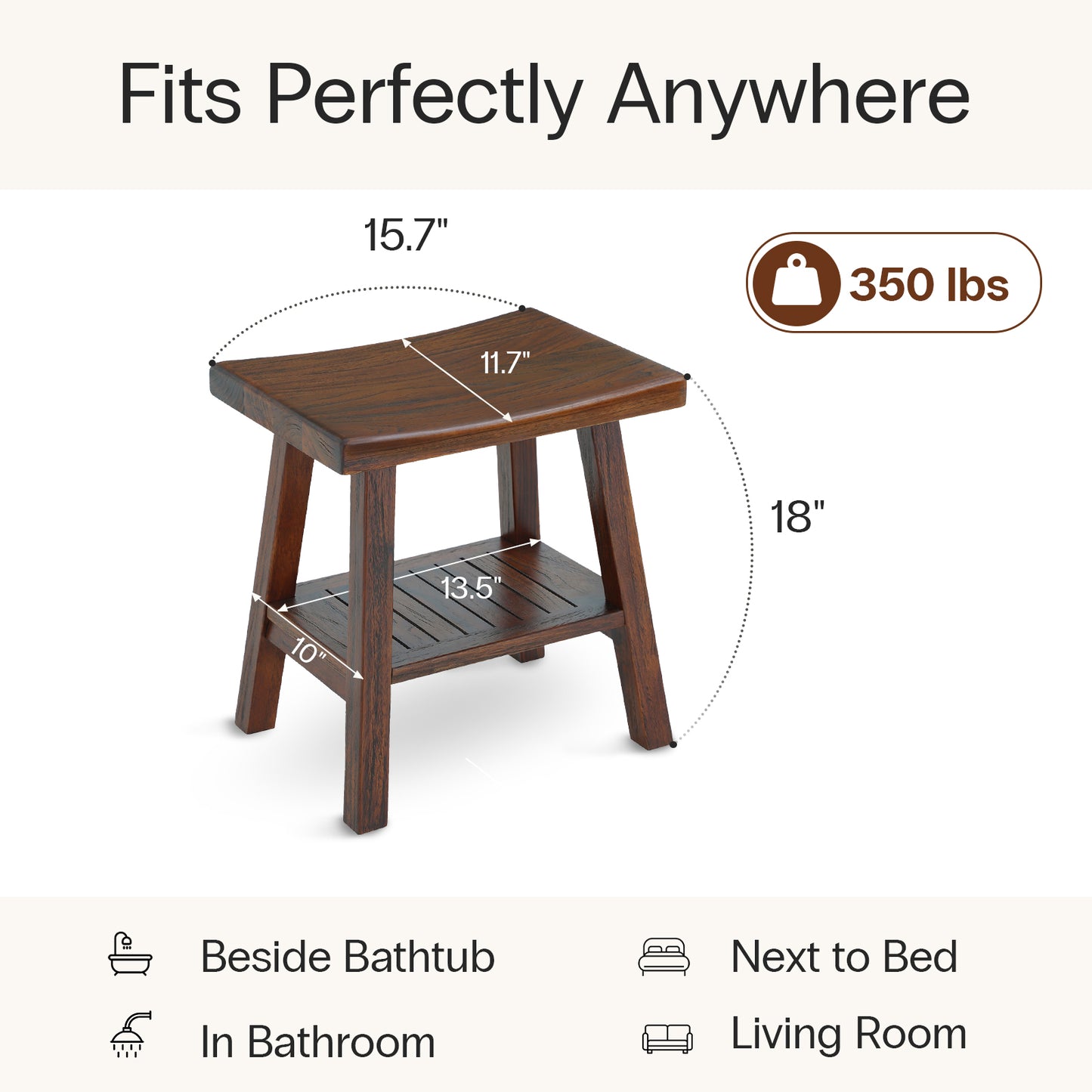Teak Shower Stool with Storage
