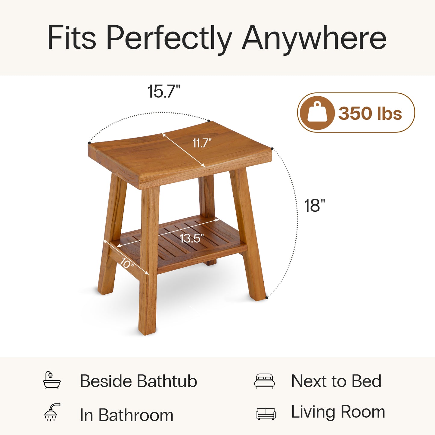 Teak Shower Stool with Storage