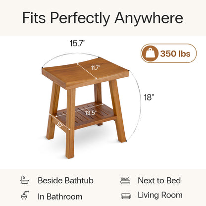 Teak Shower Stool with Storage